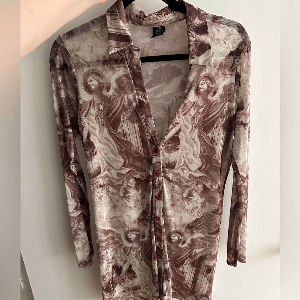 Urban Outfitters - Mesh Saint Print Dress - L